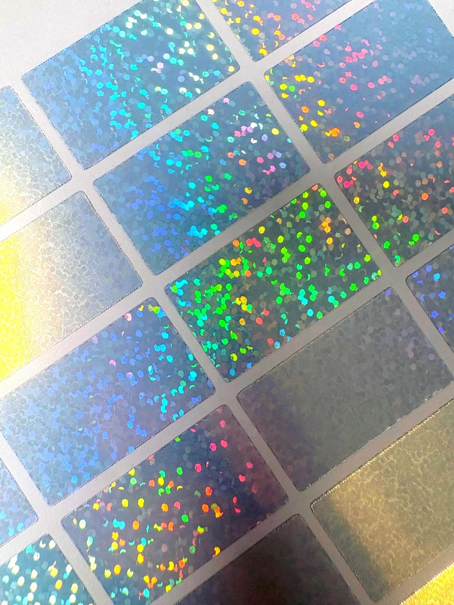 50 Blank Sparkling One Touch Stickers | Glitter Trading Card Labels | Sports Card Decals | Collectible Case Stickers | Card Display Supplies