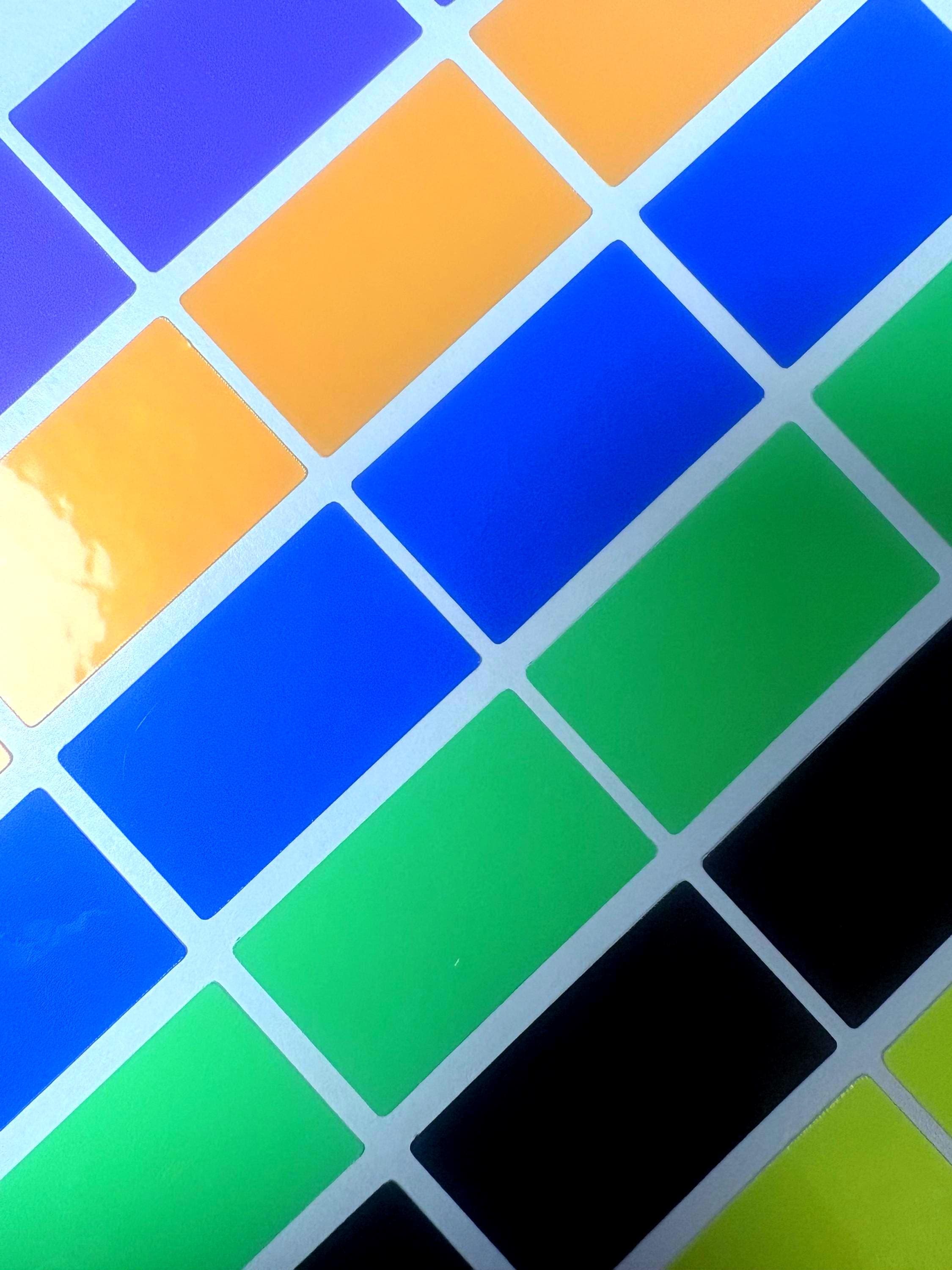 50 Blank Glossy Stickers: Custom Color DIY Card Labels