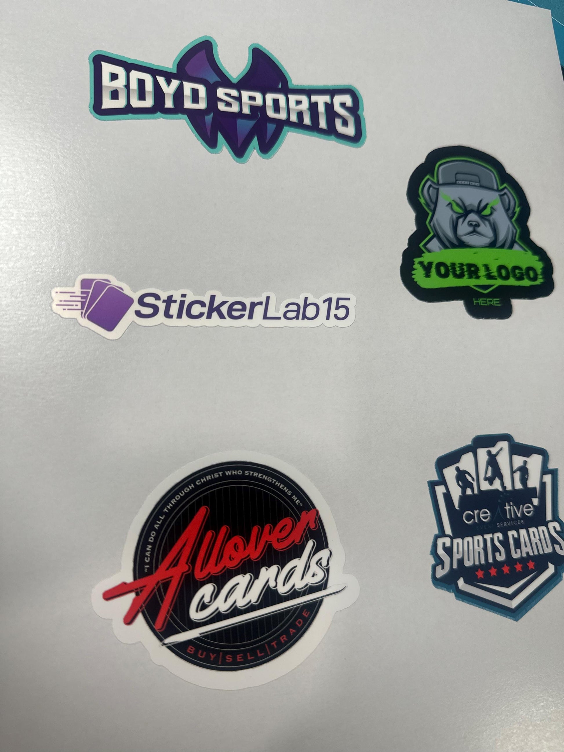 Custom Logo Die Cut Sticker Sheet - 5 Durable Vinyl Stickers, Waterproof, UV Resistant for Branding & Gifts