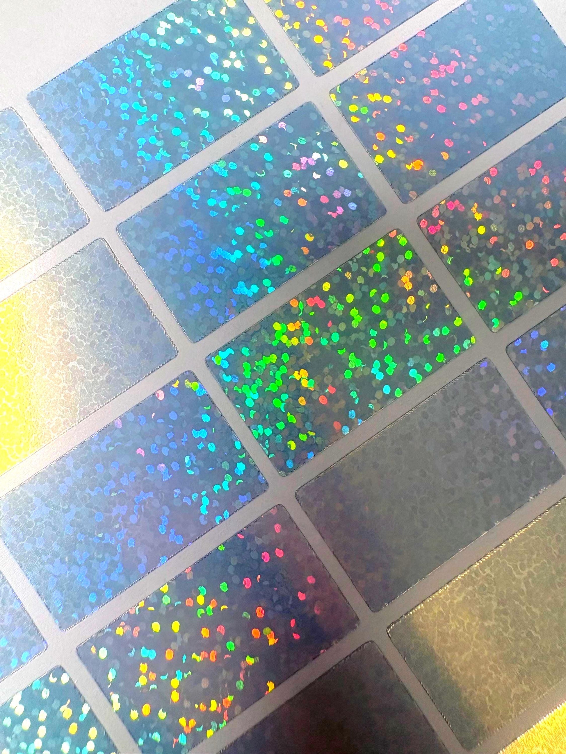 50 Blank Sparkling One Touch Stickers | Glitter Trading Card Labels | Sports Card Decals | Collectible Case Stickers | Card Display Supplies