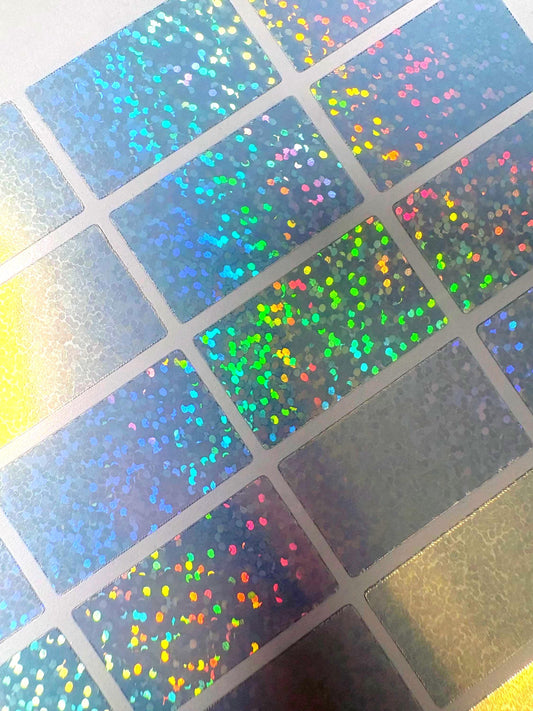 50 Blank Sparkling One Touch Stickers | Glitter Trading Card Labels | Sports Card Decals | Collectible Case Stickers | Card Display Supplies